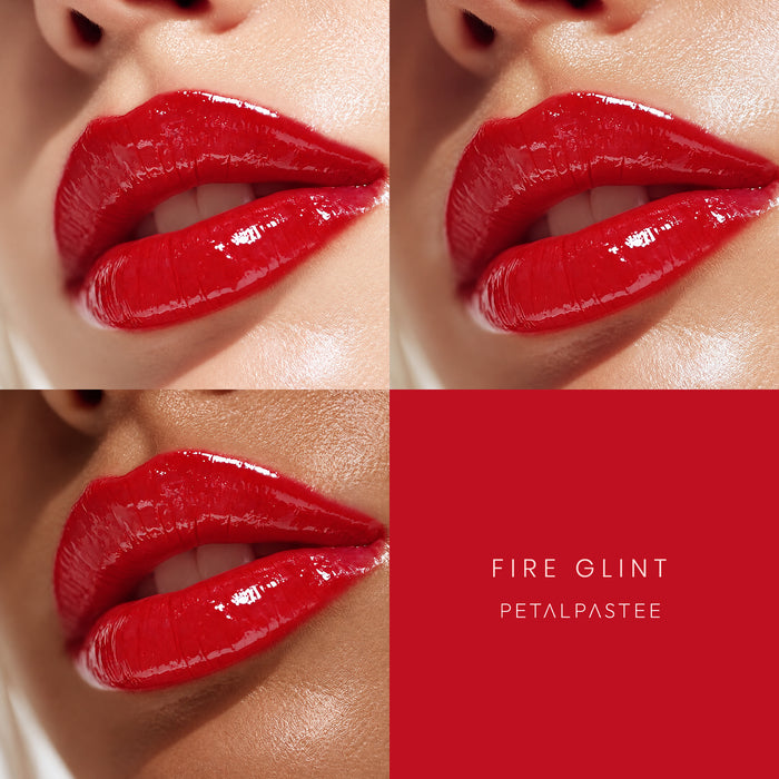 Glow Kiss Fire Glint on lips across three skin tones