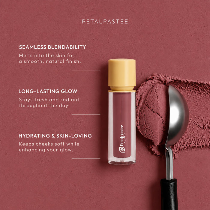 Mood Tint Pink Veil bottle with blush texture: seamless blend, long-lasting glow, hydrating
